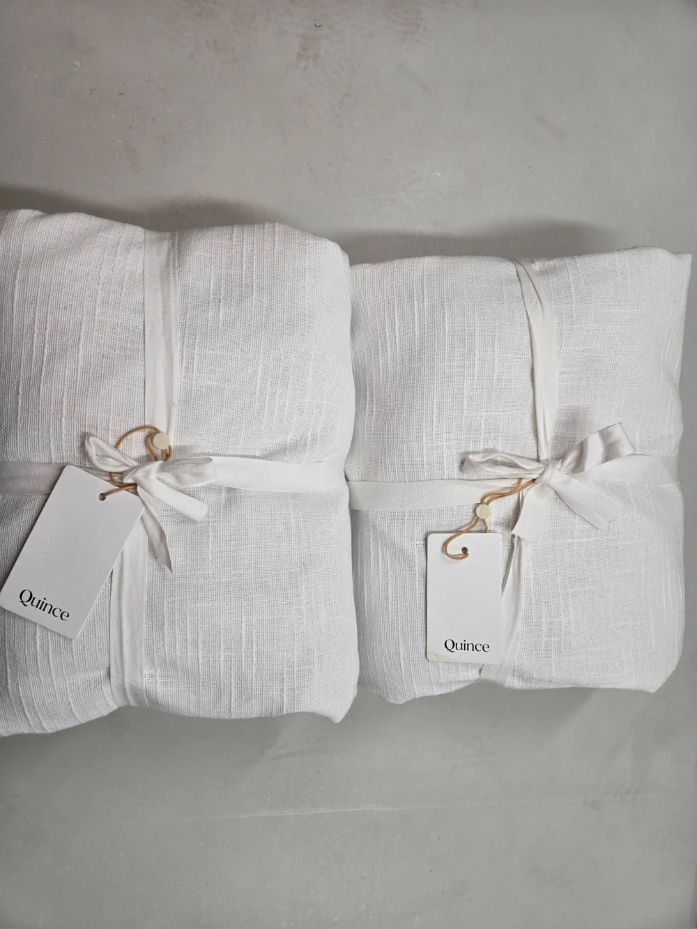 NWT QUINCE Set Of 2 48x84 Cotton Slub Room Darkening Curtains White 1103